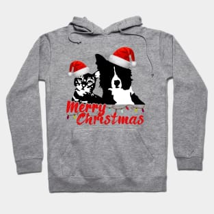 Merry Christmas Cat and Dog Lovers with Santa Claus Hat Hoodie